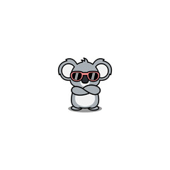 Cute koala with sunglasses crossing arms cartoon, vector illustration © Totostarkk9456