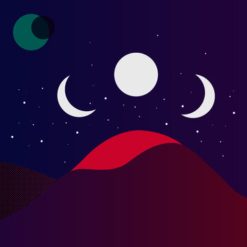tres lunas de noche en el desierto