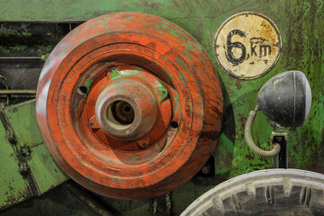 flywheel of an old tractor