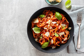 Pasta with tomato sauce and cheese