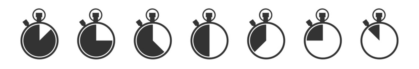 Stopwatch timer icon set. Vector eps10