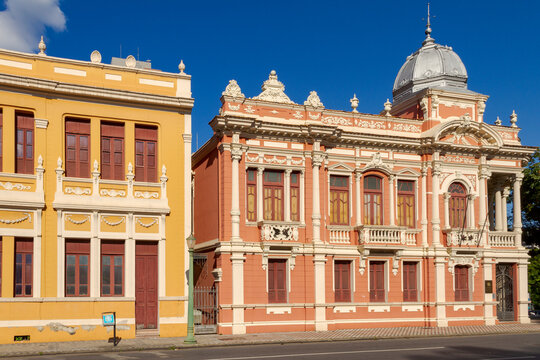 
Facades of the Palacete Dantas and Solar Narbona buildings in Belo Horizonte, Minas Gerais state, Brazil.