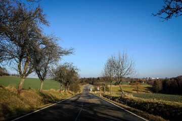 Fototapeta na wymiar Winter countryside road view, Czech Republic