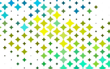 Light Green, Yellow vector cover with small and big stars.