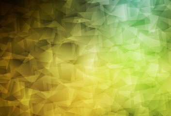 Dark Green, Yellow vector gradient triangles texture.