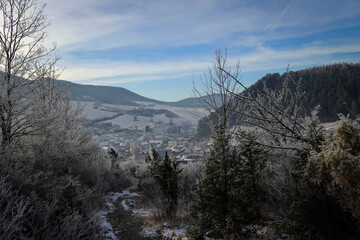 Bright winter landscape near Lietava Castle, Slovakia