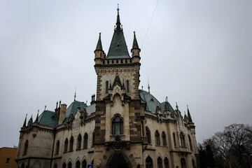 Fototapeta na wymiar Jakab's Palace view by winter, Kosice, Slovakia