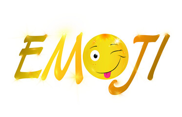 World Emoji Day. Smiley with gold text on a white background. Suitable for greeting cards, posters and banners.