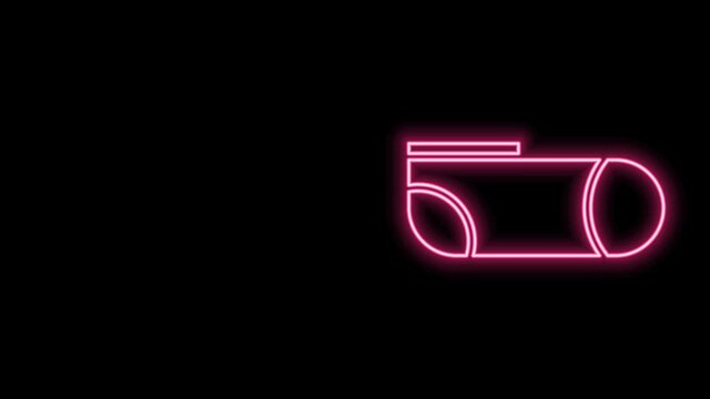 Glowing neon line Sport socks icon isolated on black background. 4K Video motion graphic animation