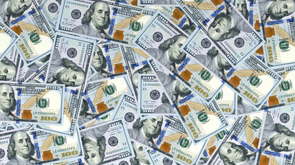  dollars background with high resolution 4K 8K - A pile of one hundred US dollars - Banknotes. Cash bills
