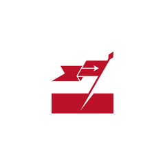 The logo of a pennant fluttered with a forward arrow