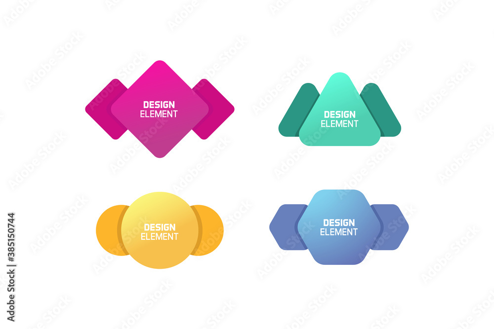 Aufkleber Geometric graphic design elements. Vector shapes with abstract geometric lines for text. Template for usage in presentations, web design, websites, magazines, labels, marketing and business