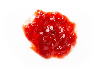 Raspberry jam spread isolated over white background