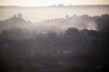 Village at sunrise in Moldova