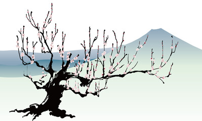 Plum tree with hand-painted flowersNo.2