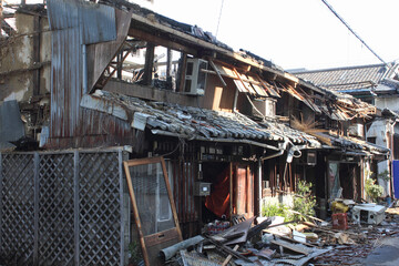 住宅の火災現場