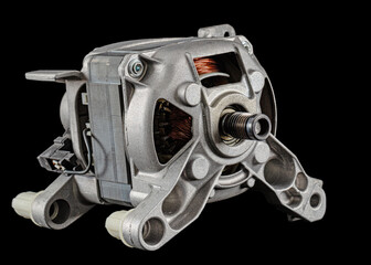 Electric motor isolated on black background