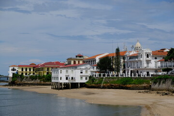 Obraz premium Panama City - Coastline view Colonial-era houses in San Felipe also Casco Antiguo