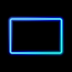 Neon rectangle frame on black background, vector illustration.