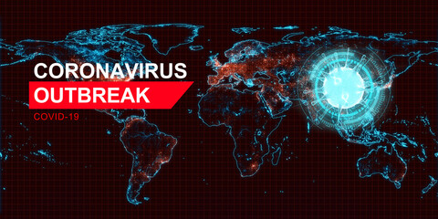 Global Covid-19 conoravirus outbreak. 3D illustration. Elements of this image furnished by NASA.
