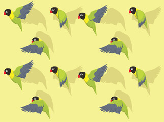 Animal Animation Masked Lovebird Flying Cartoon Vector Illustration Seamless Background-01