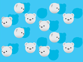 Animal Balloon Head 3D Polar Bear Cartoon Vector Illustration Seamless Background-01