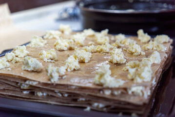 A cake in cooking process