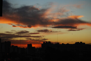 sunset in the city