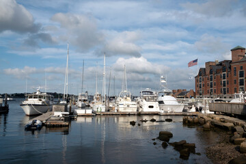 Fototapeta na wymiar Docked boats, Long Wharf, Boston,USA. 