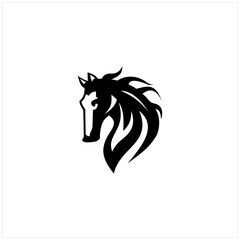 Silhouette Horse Stallion Vector Illustration Isolated on White Background Logo Design