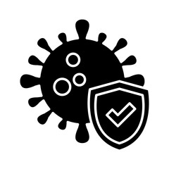 covid 19 virus witch check mark shield silhouette style icon design of 2019 ncov cov and coronavirus theme Vector illustration