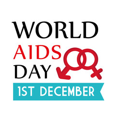 World aids day with female and male gender design, first december and awareness theme Vector illustration