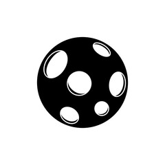 Vector black stamp Moon. Isolated magic Moon. Black contour of the full Moon on the white background. Cartoon illustration.