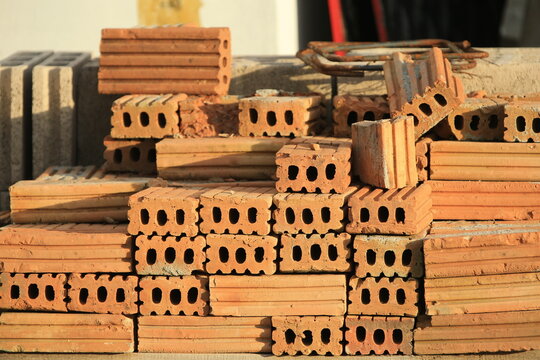 brick block in construction site