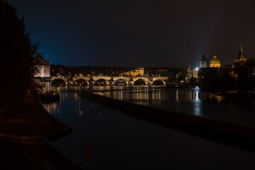 Obraz premium Panorama of Charles Bridge and architecture around 