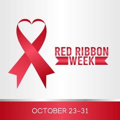 Red Ribbon Week Vector Illustration.  Suitable for greeting card, poster and banner.