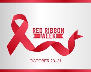 Red Ribbon Week Vector Illustration.  Suitable for greeting card, poster and banner.