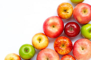 Ripe apples on white background.