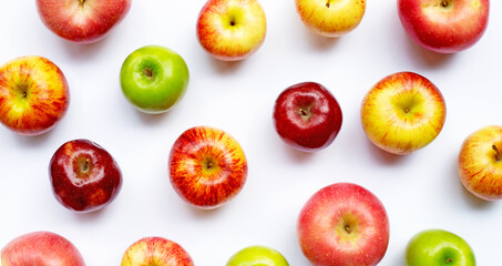 Ripe apples on white background.