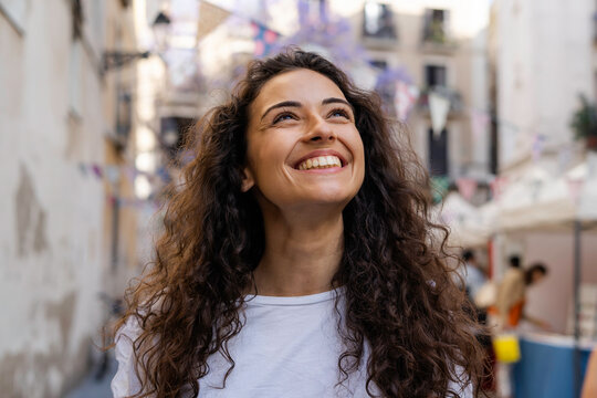 Woman walking around the city