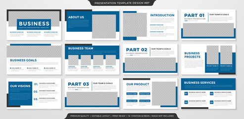 set of business presentation template with clean style and minimalist concept use for annual report and business profile