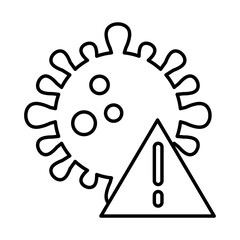 covid 19 virus and warning road sign line style icon design of 2019 ncov cov and coronavirus theme Vector illustration