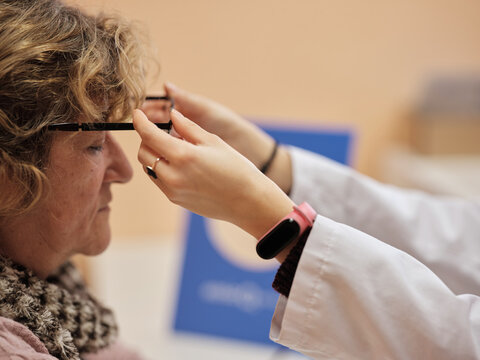 Eyeglasses testing at the optician