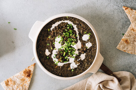 Black lentil soup