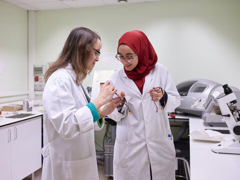 Multiracial students in a lab