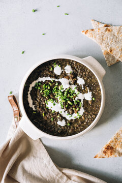 Black lentil soup