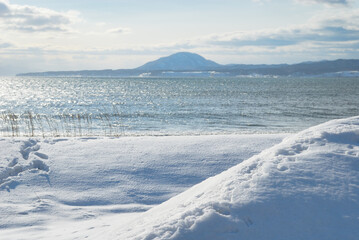 Obraz premium 海岸 冬 雪