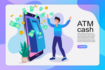 Mobile online banking and payment concept. Smart phone as ATM. money transfers, financial transactions and digital financial services.