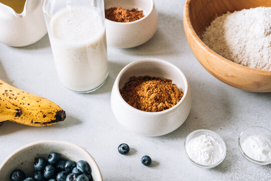Fresh ingredients for a banana cake