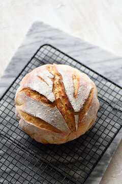 Rustic white sourdough bread loaf